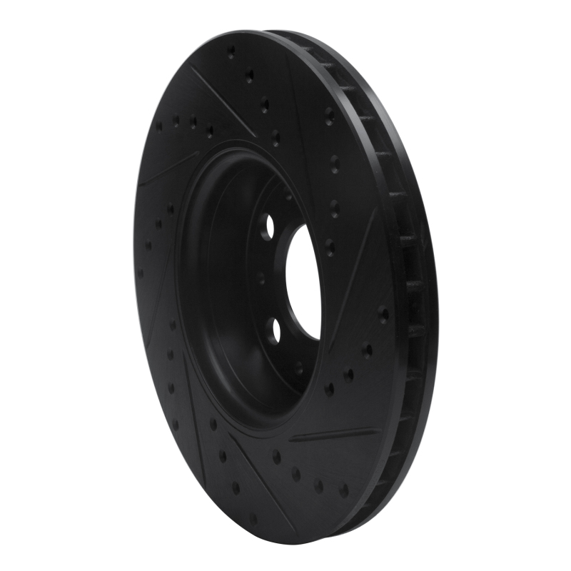 Volvo XC70 Brake Rotor (1) - Front Left - R1 Concepts - Drilled & Slotted - Black - `99-`09